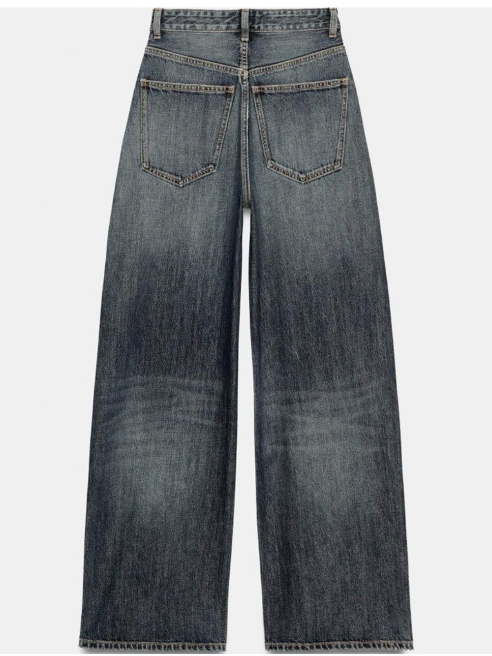 NWT Zara Extra Wide-Leg High-Rise Jeans in Washed Dark Indigo - Picture 2 of 10